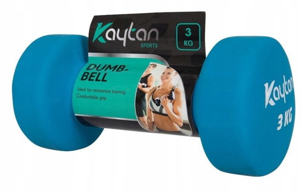 Hantle powlekane/gumowane stałe Kaytan 1x 3 kg do ćwiczeń w domu niebieski