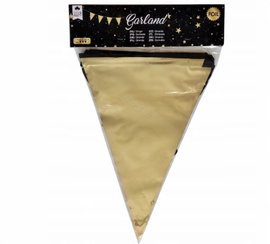 Złota grilanda świecąca 6 m 16 flag Sylwester impreza urodziny folia