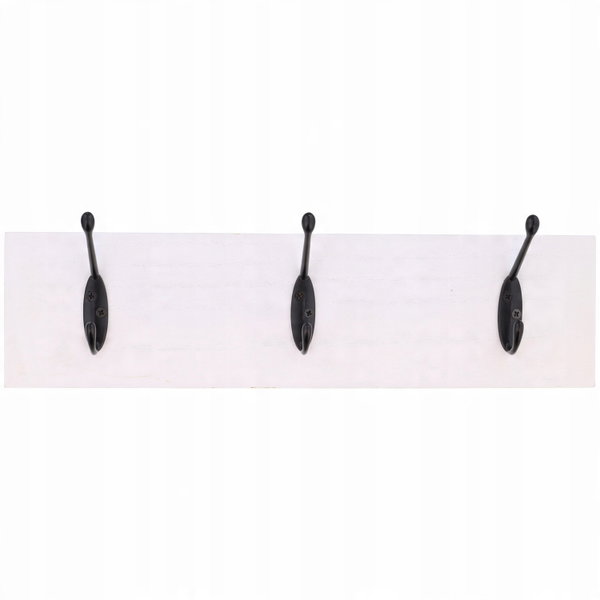 Wieszak 3 haki 6 miejsc wiszący płyta MDF 34,5cm x 6cm x 9cm kolor biały