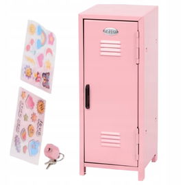 MINI SZAFKA SZKOLNA NA KŁÓDKĘ SEJF SKRYTKA SKARBONKA Z NAKLEJKAMI RÓŻOWA