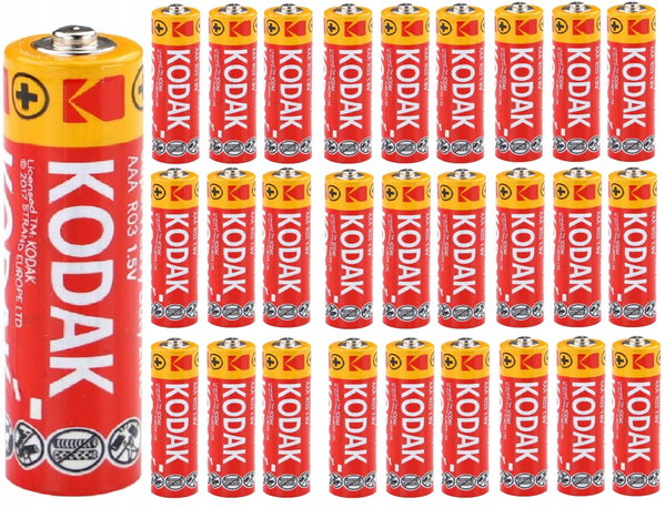 Bateria cynkowo-węglowa Kodak do pilotów mały paluszek AAA (R3) 30 sztuk