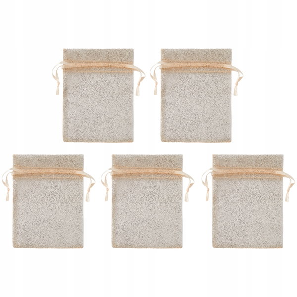 Woreczki z organzy Hobby Flora Organza Brokat brokatowe Beżowe 5 sztuk set