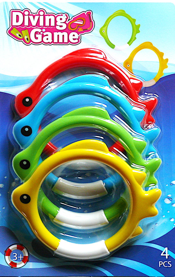 ZABAWKI FIGURKI DO NURKOWANIA RYBKI OBRĘCZE KOLOROWE 4 SZTUKI DIVING GAME