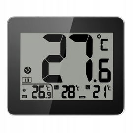 Termometr Higrometr Zegar 3w1 uchwyt magnetyczny duży wyświetlacz LCD Czarn