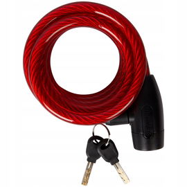 Zapięcie Rowerowe Zabezpieczenie  linka z hartowanej stali Walfort CZERWONE