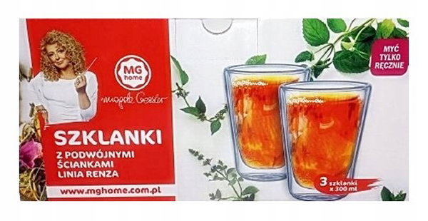 SZKLANKI TERMICZNE 2 ścianki MG HOME MAGDA GESSLER LINIA RENZA 3 x  300 ML