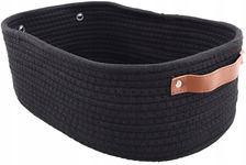 Koszyk do przechowywania bawełniany pleciony czarny styl boho 35x25x13cm 55