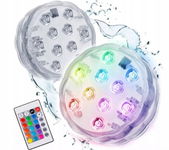 OŚWIETLENIE BASENU LAMPKI DO AKWARIUM 2 SZT WODOODPORNE IPX8 LED PILOT RGB