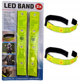 OPASKA ODBLASKOWA OCHRONNA OŚWIETLENIE LED NA RZEPY DLA LUDZI ZWIERZĄT 2SZT