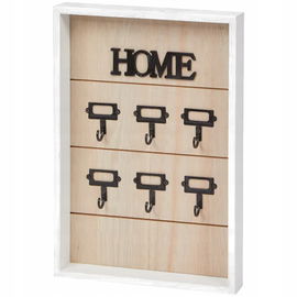 Szafka drewniana otwarta 6 haczyków na klucze wym. 30x20x3,5cm HOME BIAŁA