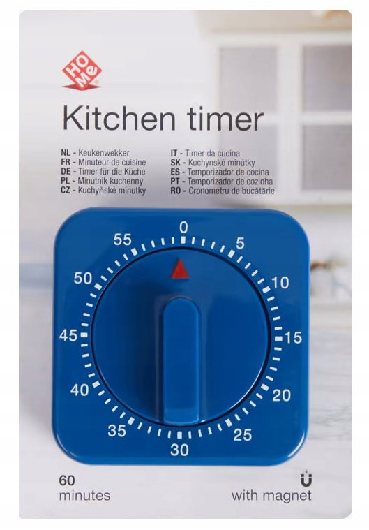 Minutnik zegar kuchenny 60 min magnetyczny funkcjonalny do kuchni niebieski