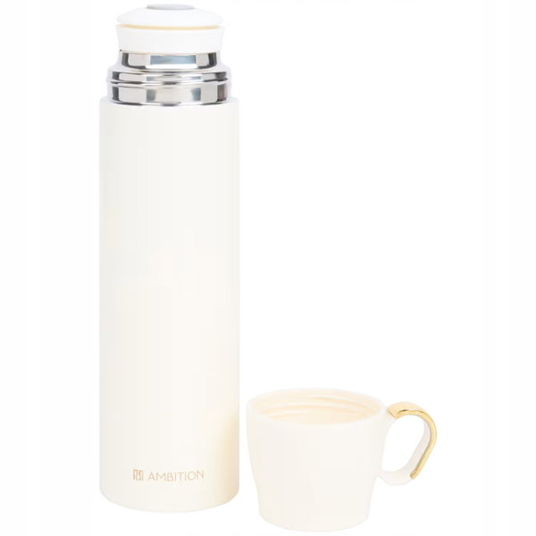 TERMOS METALOWY kubek do picia na napoje ciepłe zimne 520 ml Kremowy ECRU