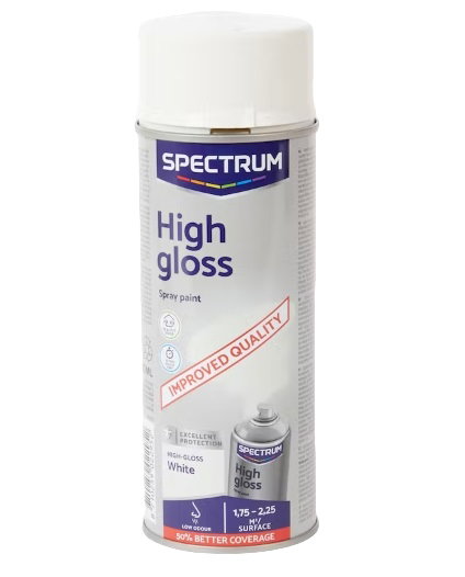 Szybkoschnący lakier akrylowy w sprayu uniwersalny High Gloss Biały 400ml