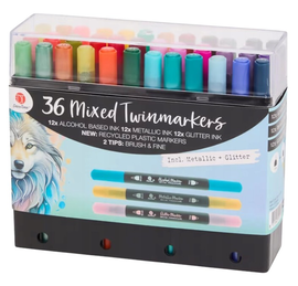 Markery Twin Marker DecoTime Alkohol Metallic Glitter 36 szt. LEW 175-120