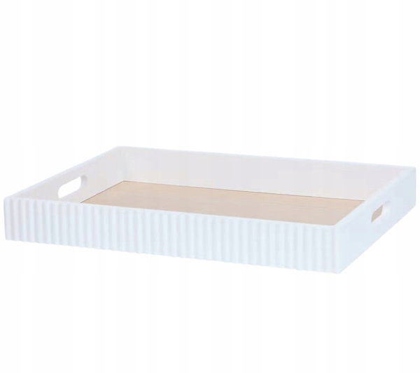 Drewniana taca z żebrowaną krawędzią do serwowania dekoracyjna 37 x 27 MDF.