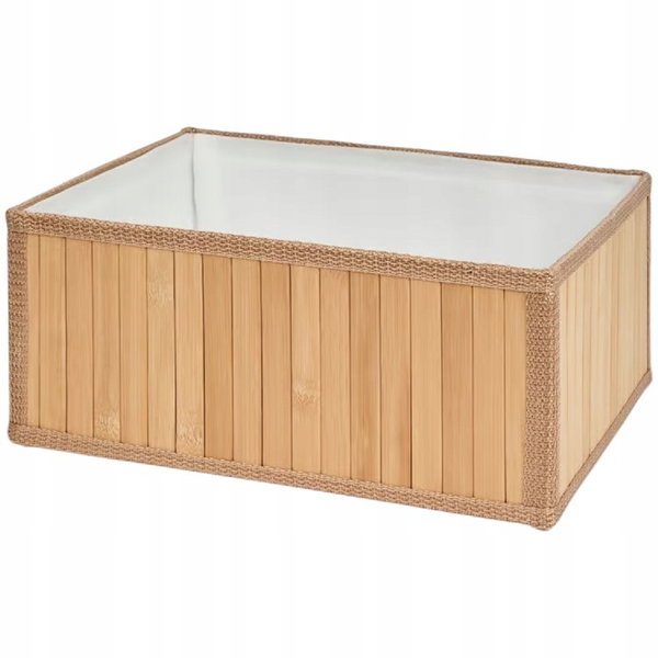 KOSZYK BAMBUSOWY pudełko do przechowywania organizer jasny beż 32x25x15 cm