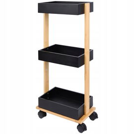 Wózek platforma na kółkach 3 poziomowy do przechowywania bambusowy 70x32 cm