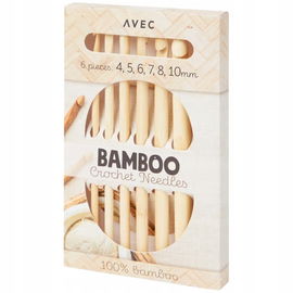 Bambusowe igły do szydełkowania Avec 6 sztuk 4-10 mm z naturalnego drewna