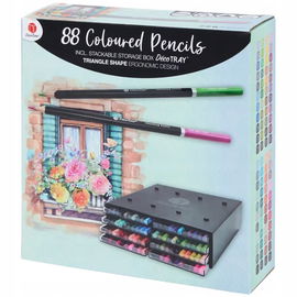 KREDKI OŁÓWKOWE PROFESJONALNE DecoTime duży organizer z szufladkami 88 szt