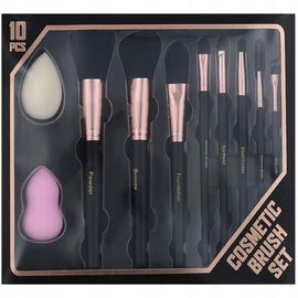 Zestaw Pędzli do Makijażu Blendowania Gąbki Pędzle 10 sztuk BLACK PARIS