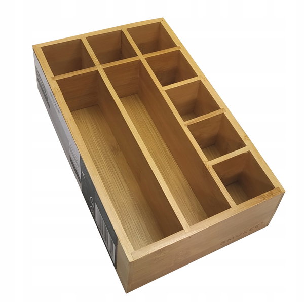 Pudełko organizer bambusowy na biżuterię 9 przegródek duży 24 x 14 x 6 cm