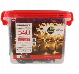 LAMPKI Świąteczne Oświetlenie Choinkowe Zewn Wewn BIAŁE CIEPŁE 540 LED 16m