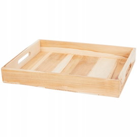 TACA DREWNIANA DUŻA Z UCHWYTAMI DREWNO TEKOWE DEKORACYJNA 39x29x5.5cm