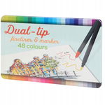 Zestaw 48 Marker Cienkopis Pióro Pędzelkowe FineLiner realny kolor DUAL-TIP