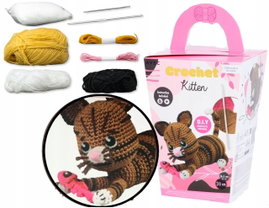 ZESTAW DO SZYDEŁKOWANIA WŁÓCZKA SZYDEŁKO IGŁA 16,5 cm MASKOTKA KOTEK + RYBA