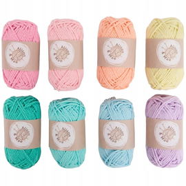 WŁÓCZKA BAWEŁNIANA ZESTAW MINI WŁÓCZEK DO SZYDEŁKOWANIA 8 SZTUK 25 m 10 g R