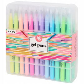 Zestaw cienkopisy pisaki długopisy żelowe Avec brokat pastel metaliczne 48
