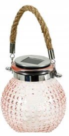 LAMPA SOLARNA LATARENKA OGRODOWA Z UCHWYTEM JUTA LED BIAŁA CIEPŁA PINK