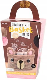 ZESTAW DO SZYDEŁKOWANIA WŁÓCZKI SZYDEŁKO IGŁA 16 cm KOSZYK MISIEK AVEC