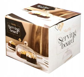 Marmurowa Deska Patera do serwowania deserów + szklana kopuła klosz 19x11cm