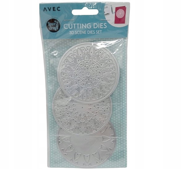 Wykrojnik szablon 3D 3 sztuki Mandala do wycinania embossing Avec