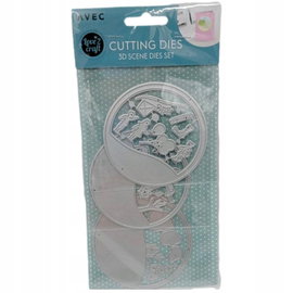 Wykrojnik szablon 3D Scenka na dworze zabawa do wycinania embossing 3 szt