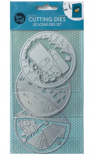 Wykrojnik szablon 3D Scenka Camping Biwak do wycinania scrapbooking 3 szt