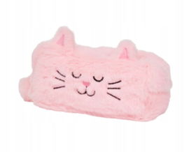 Piórnik szkolny kosmetyczka saszetka włochata na przybory kosmetyki Kotek