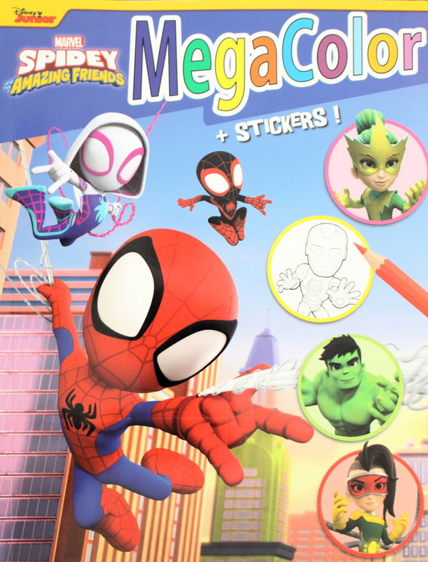 KOLOROWANKA DISNEY JUNIOR MARVEL SPIDEY AMAZING FRIENDS NAKLEJKI 128 STR.