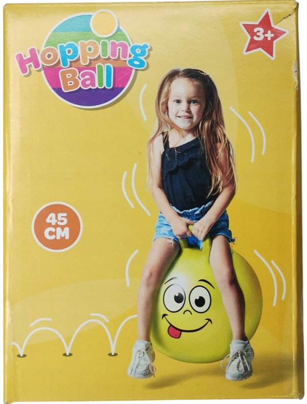Piłka do skakania skacząca + uchwyt dla dzieci pompowana duża ŻÓŁTA 45 cm