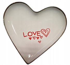 Porcelanowa misa Kształt SERCA Taca Talerz Naczynie Półmisek Zdobiony LOVE