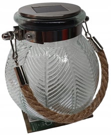 LAMPA SOLARNA LATARENKA OGRODOWA Z UCHWYTEM JUTA LED BIAŁA CIEPŁA LIŚĆ