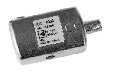 Wzmacniacz satelitarny Televes 4006 470-862MHZ 13DB 24V 23Ma wtyk F