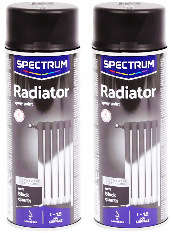 2x Farba do grzejników kaloryferów czarny spray mat profesjonalna 800ml