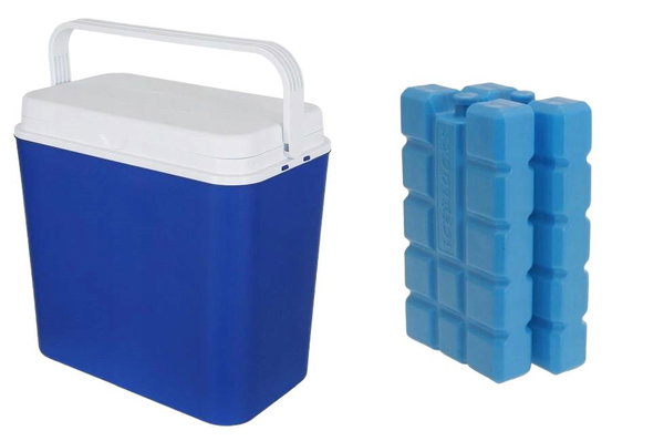 Lodówka turystyczna pasywna 24 L W KOLORZE NIEBIESKIM + wkłady 2 x 200 ml