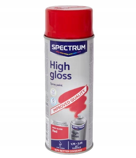Szybkoschnący lakier akrylowy w spray uniwersalny High Gloss Czerwony 400ml
