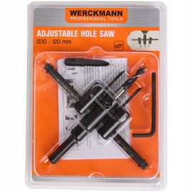 Wiertło do drewna otwornica regulowana 30-120mm zestaw narzędzi WERCKMANN