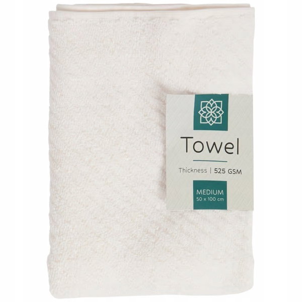 Ręcznik kąpielowy 100 % BAWEŁNA FROTTE 525 GSM MIĘKKI 50 x 100 cm BIAŁY