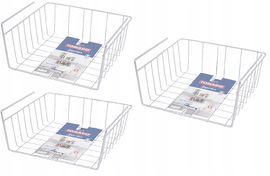 KOSZ KOSZYK METALOWY PODWIESZANY ORGANIZER POD PÓŁKĘ 30x26x14cm SZARY 3 szt