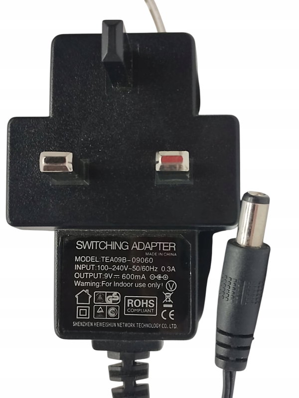 Zasilacz TEA09B-09060 UNIWERSALNY DEKODERY DVD TAŚMY LED SWITCH GPS 9v 0,6A